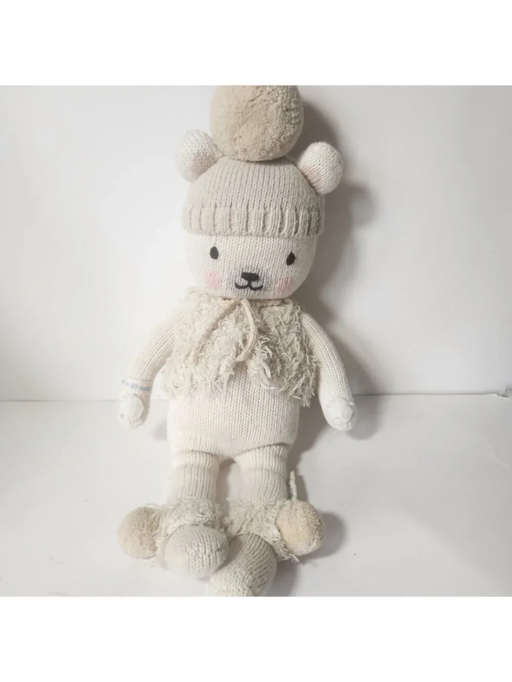 Stella Cuddle + Kind Polar Bear Knit Plush Doll‎ Cream Handmade Peru 13 Inch